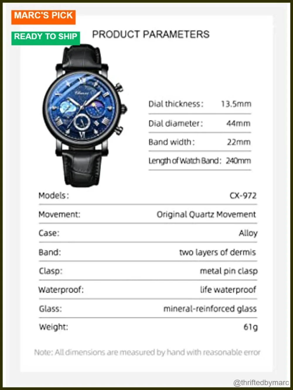 Men's Multifunctional Analog Chronograph Moon Phase Leather Strap Watch
